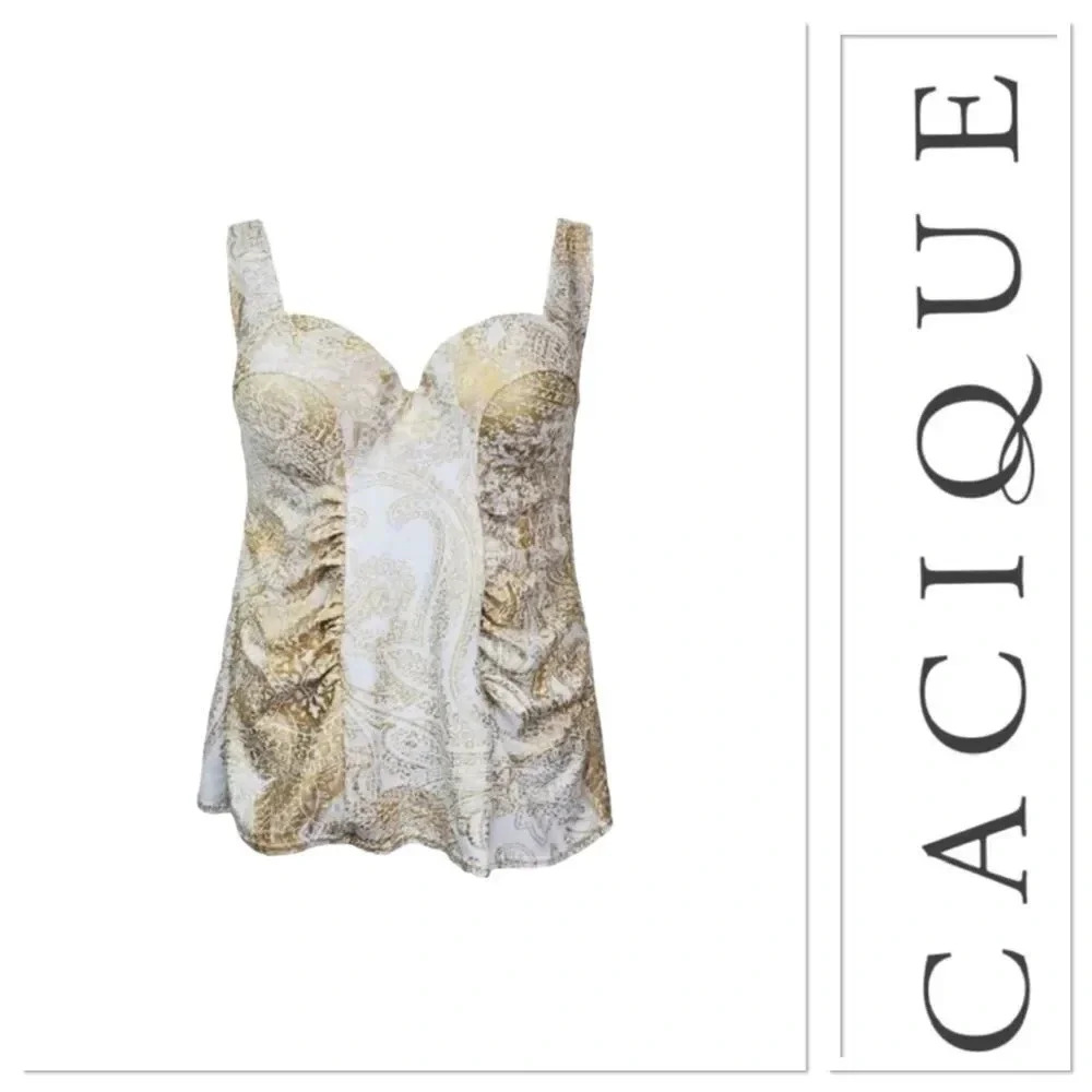 🔥 Host Pick 🔥Cacique Swim bandeau gold print top size 34DDD